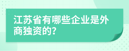 江苏省有哪些企业是外商独资的？