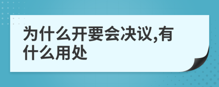 为什么开要会决议,有什么用处