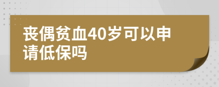 丧偶贫血40岁可以申请低保吗