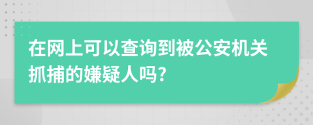 在网上可以查询到被公安机关抓捕的嫌疑人吗?