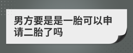 男方要是是一胎可以申请二胎了吗