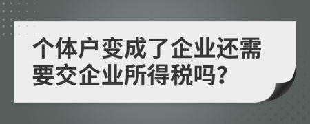 个体户变成了企业还需要交企业所得税吗？