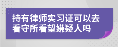 持有律师实习证可以去看守所看望嫌疑人吗