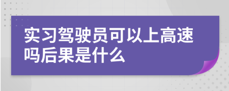 实习驾驶员可以上高速吗后果是什么