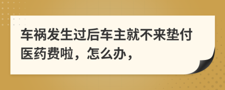 车祸发生过后车主就不来垫付医药费啦，怎么办，