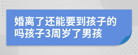 婚离了还能要到孩子的吗孩子3周岁了男孩