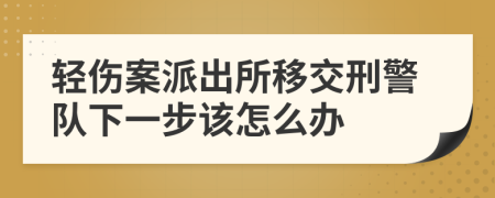 轻伤案派出所移交刑警队下一步该怎么办