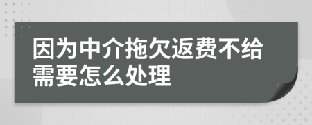 因为中介拖欠返费不给需要怎么处理