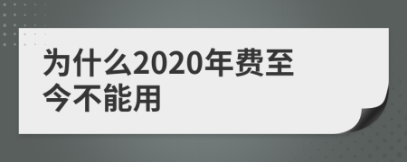 为什么2020年费至今不能用