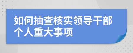 如何抽查核实领导干部个人重大事项