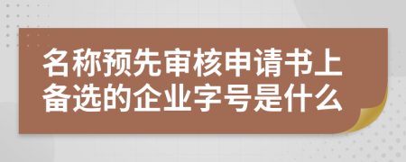 名称预先审核申请书上备选的企业字号是什么