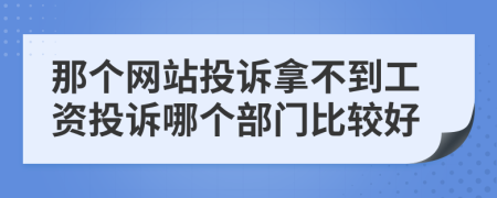 那个网站投诉拿不到工资投诉哪个部门比较好