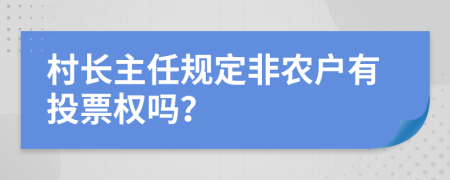 村长主任规定非农户有投票权吗？