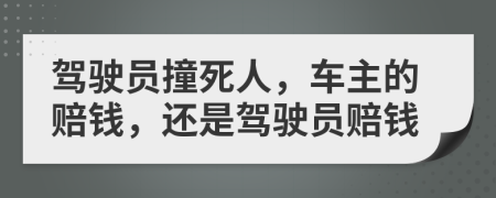 驾驶员撞死人，车主的赔钱，还是驾驶员赔钱