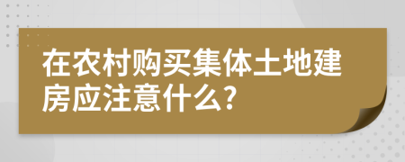 在农村购买集体土地建房应注意什么?