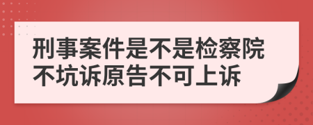 刑事案件是不是检察院不坑诉原告不可上诉