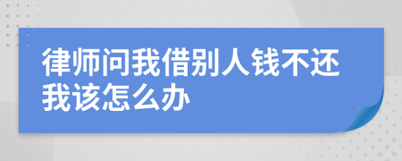 律师问我借别人钱不还我该怎么办