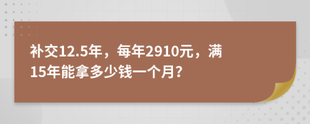 补交12.5年，每年2910元，满15年能拿多少钱一个月？