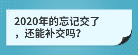 2020年的忘记交了，还能补交吗？