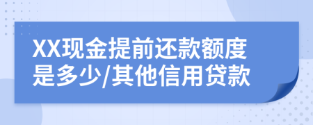 XX现金提前还款额度是多少/其他信用贷款