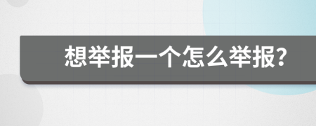 想举报一个怎么举报？