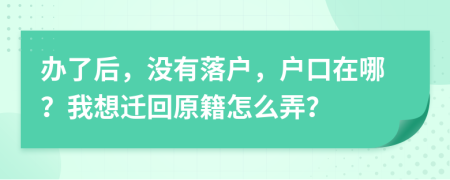 办了后，没有落户，户口在哪？我想迁回原籍怎么弄？