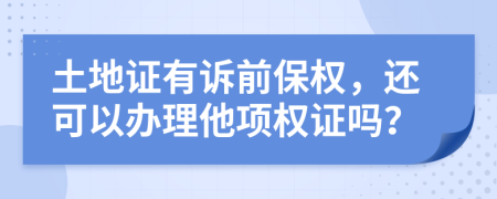 土地证有诉前保权，还可以办理他项权证吗？