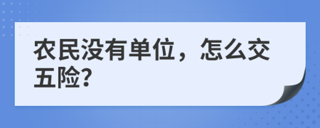 农民没有单位，怎么交五险？