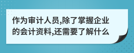 作为审计人员,除了掌握企业的会计资料,还需要了解什么
