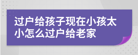 过户给孩子现在小孩太小怎么过户给老家