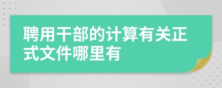 聘用干部的计算有关正式文件哪里有