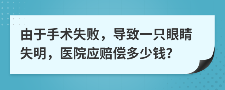 由于手术失败，导致一只眼睛失明，医院应赔偿多少钱？