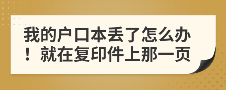 我的户口本丢了怎么办！就在复印件上那一页