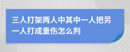 三人打架两人中其中一人把另一人打成重伤怎么判