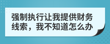 强制执行让我提供财务线索，我不知道怎么办