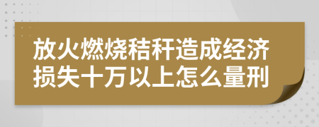 放火燃烧秸秆造成经济损失十万以上怎么量刑