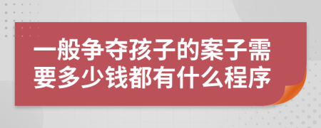 一般争夺孩子的案子需要多少钱都有什么程序