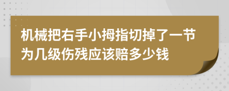 机械把右手小拇指切掉了一节为几级伤残应该赔多少钱