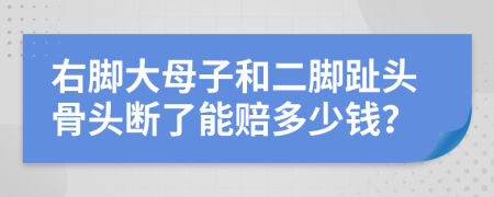 右脚大母子和二脚趾头骨头断了能赔多少钱？