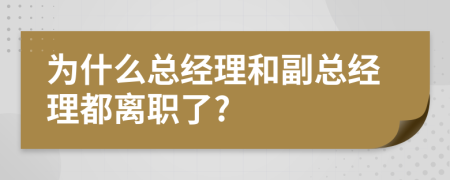 为什么总经理和副总经理都离职了?