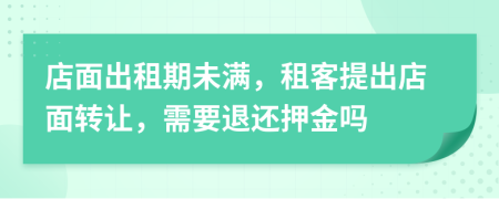 店面出租期未满，租客提出店面转让，需要退还押金吗