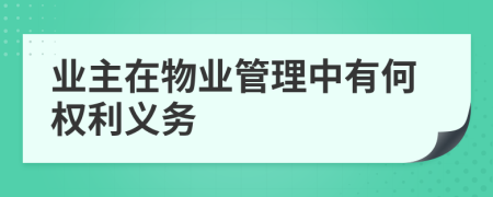 业主在物业管理中有何权利义务