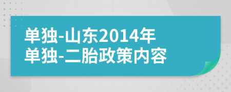 单独-山东2014年单独-二胎政策内容
