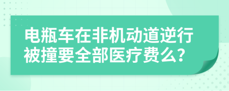 电瓶车在非机动道逆行被撞要全部医疗费么？