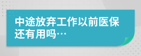 中途放弃工作以前医保还有用吗…