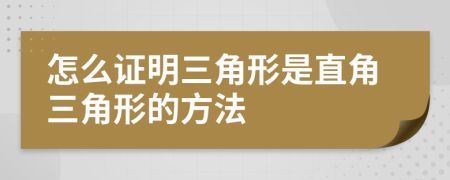 怎么证明三角形是直角三角形的方法