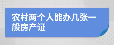 农村两个人能办几张一般房产证