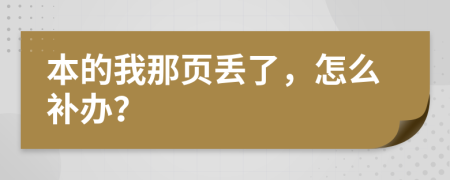 本的我那页丢了，怎么补办？