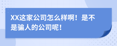 XX这家公司怎么样啊！是不是骗人的公司呢！