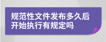 规范性文件发布多久后开始执行有规定吗